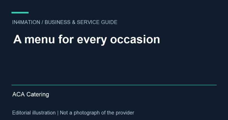 Editorial title card about wedding and corporate menu planning for ACA Catering