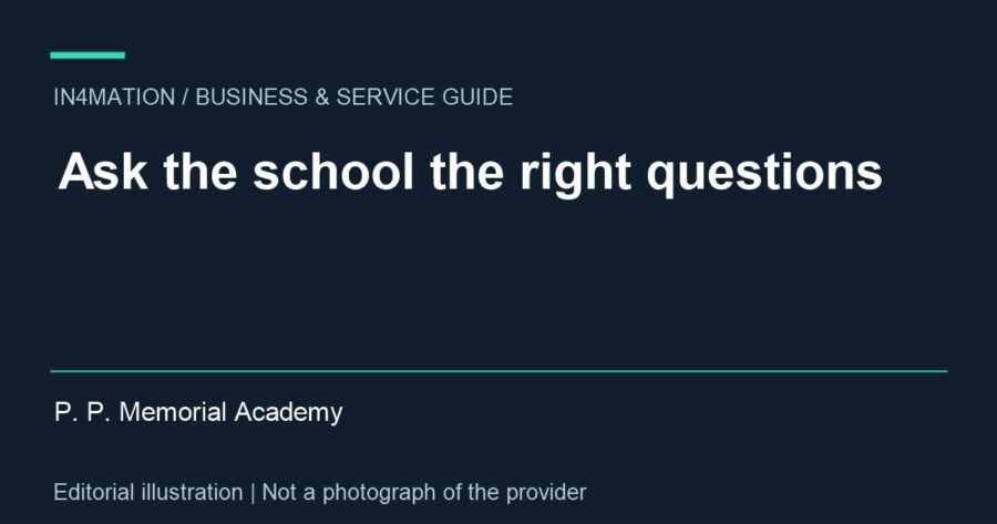 Editorial title card for a school enquiry about P P Memorial Academy